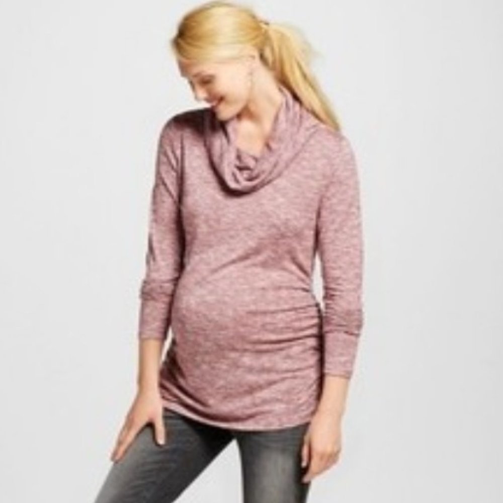 Maternity Long Sleeve Brushed Top w/ Cowl Neck